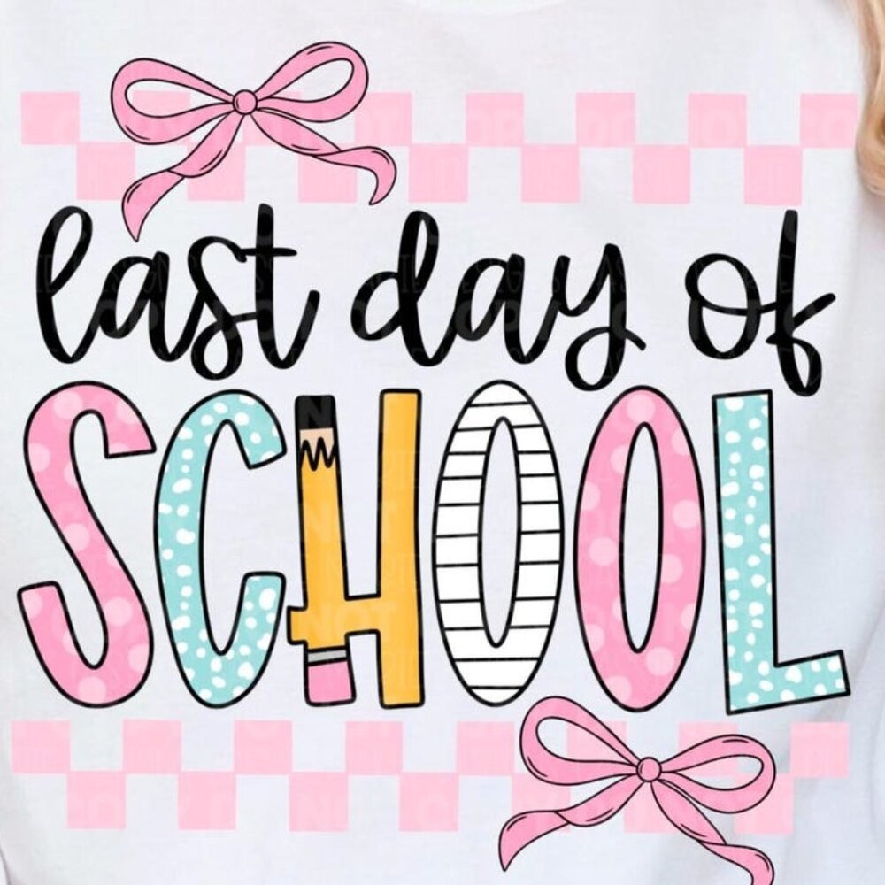 Coquette Checkered Last Day of School Shirt - Picture 2 of 3